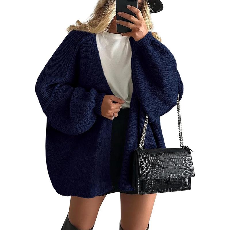 Long Lantern Sleeve Oversized Cardigan Sweater Soft Knitwear