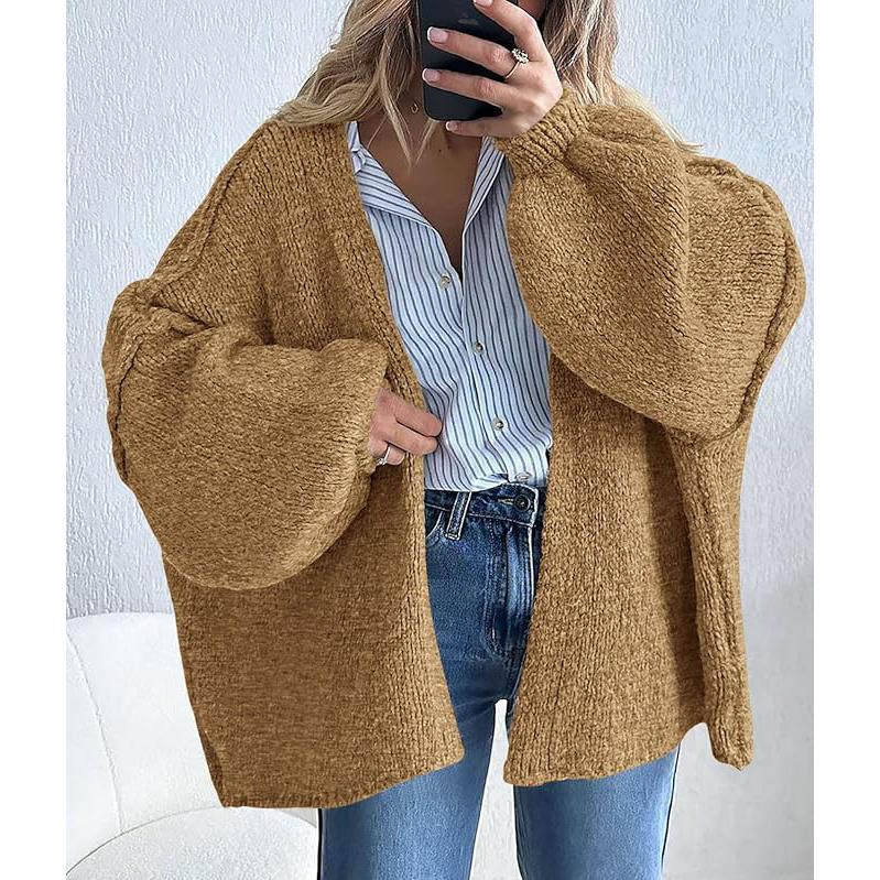 Long Lantern Sleeve Oversized Cardigan Sweater Soft Knitwear
