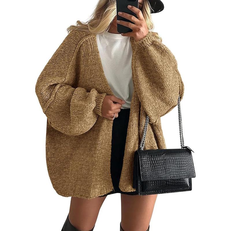 Long Lantern Sleeve Oversized Cardigan Sweater Soft Knitwear