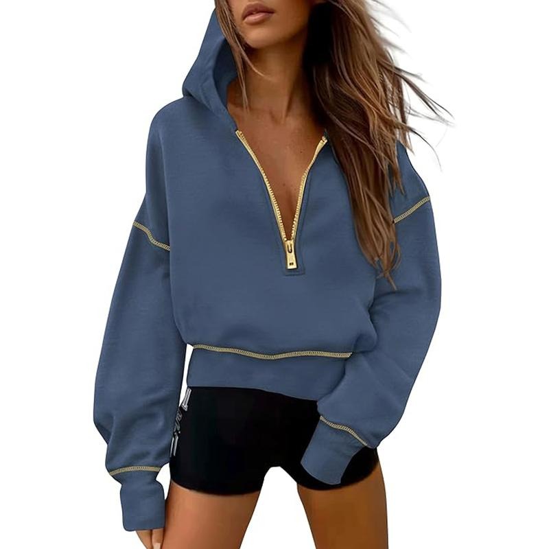 Women's Hooded Sweatshirts Long Sleeve Half Zip Pullover