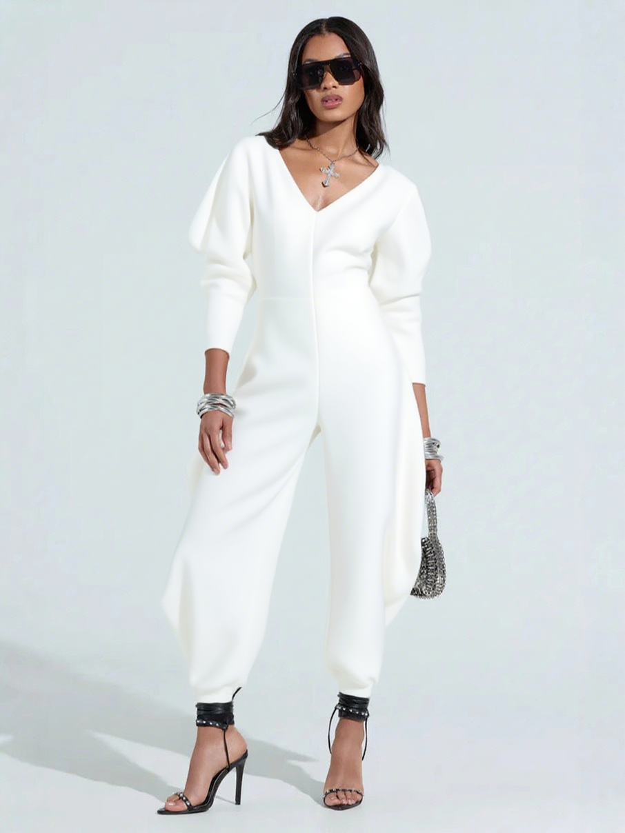 V-Neck Sexy Slim Long-Sleeved Comfy Cozy Sweatshirt Jumpsuit