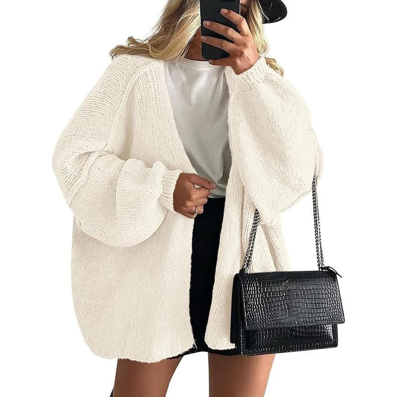 Long Lantern Sleeve Oversized Cardigan Sweater Soft Knitwear