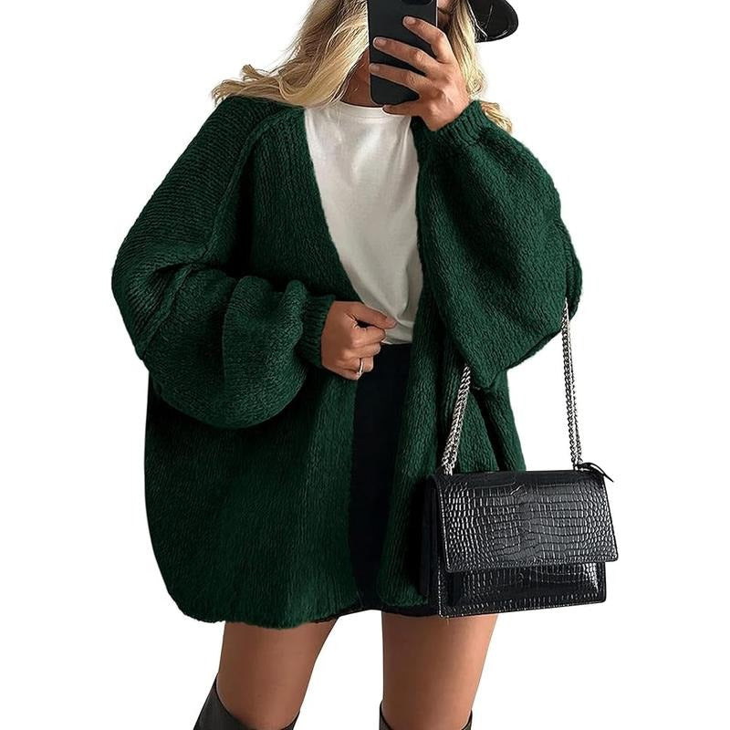Long Lantern Sleeve Oversized Cardigan Sweater Soft Knitwear