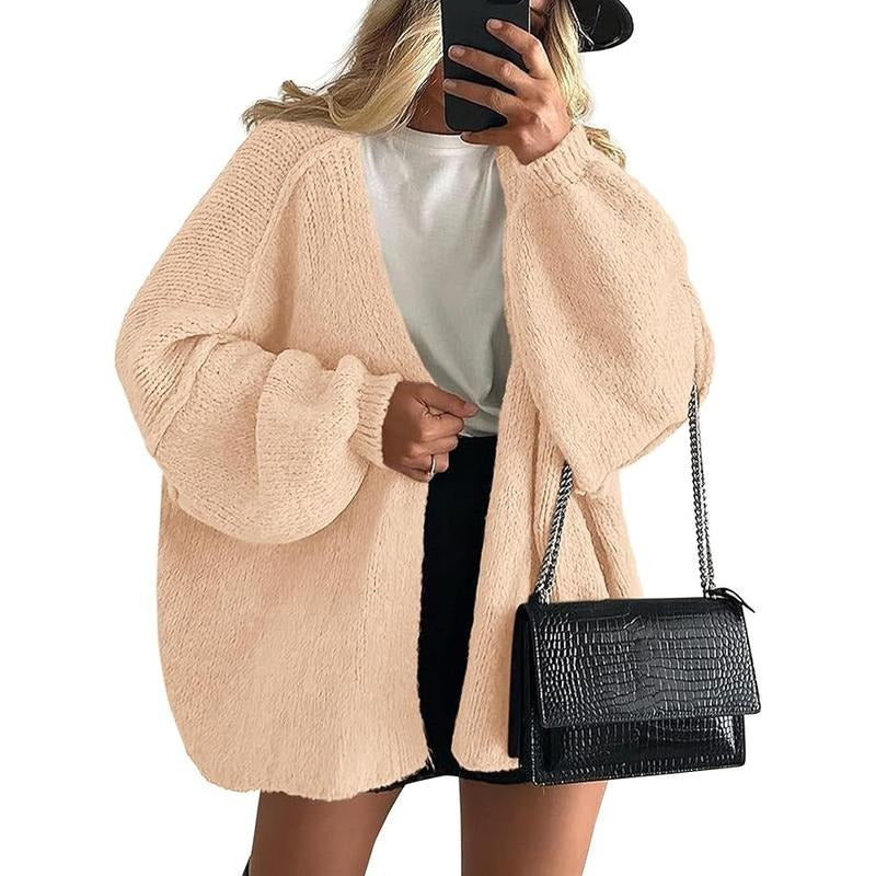 Long Lantern Sleeve Oversized Cardigan Sweater Soft Knitwear