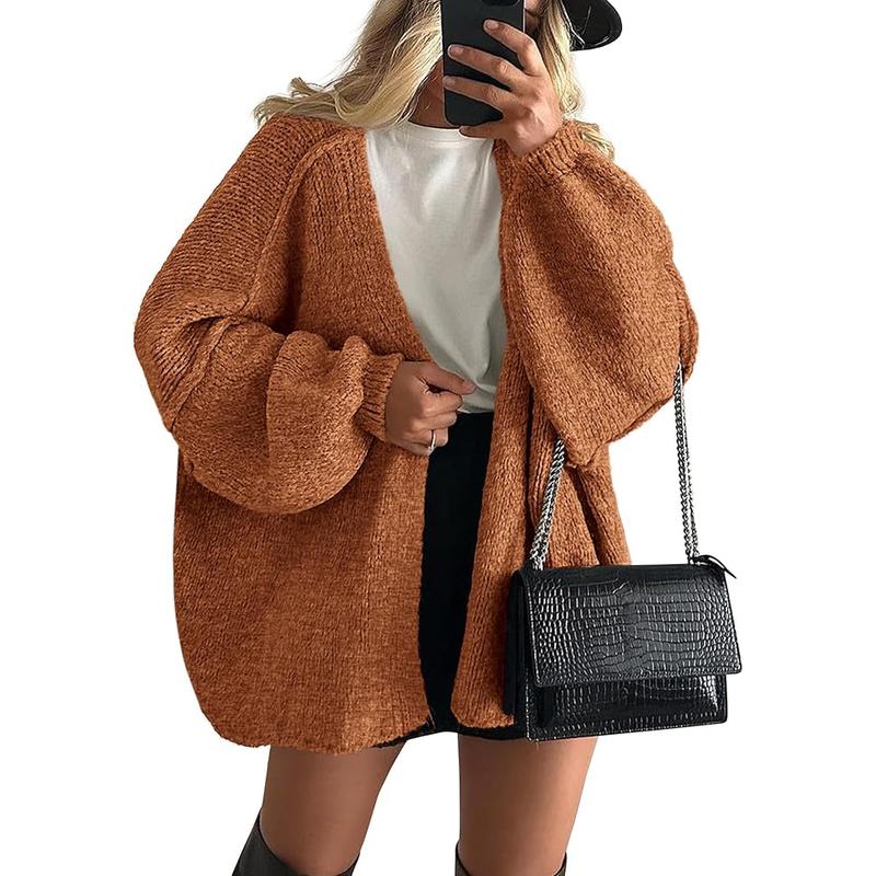 Long Lantern Sleeve Oversized Cardigan Sweater Soft Knitwear