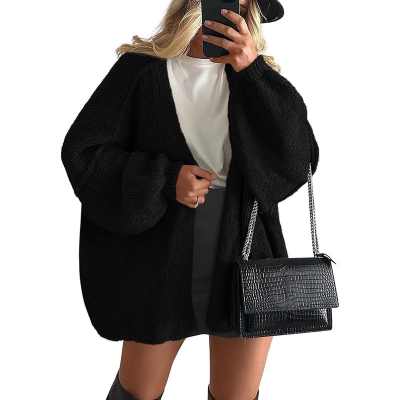 Long Lantern Sleeve Oversized Cardigan Sweater Soft Knitwear
