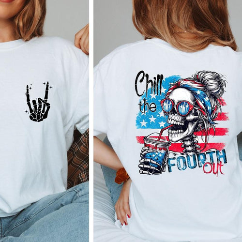 Chill The Fourth Out Shirt USA Funny Retro American Flag Shirt