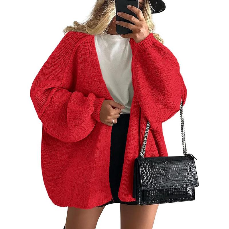 Long Lantern Sleeve Oversized Cardigan Sweater Soft Knitwear