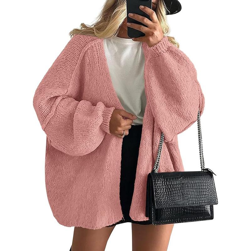Long Lantern Sleeve Oversized Cardigan Sweater Soft Knitwear