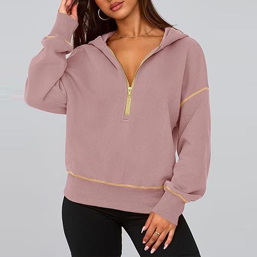 Women's Hooded Sweatshirts Long Sleeve Half Zip Pullover