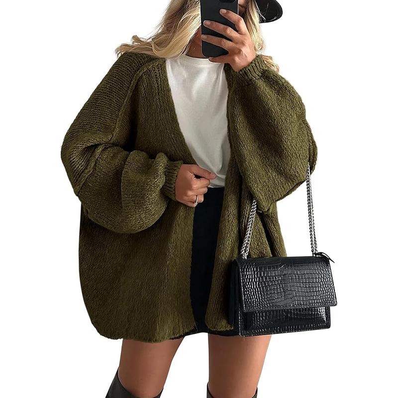Long Lantern Sleeve Oversized Cardigan Sweater Soft Knitwear