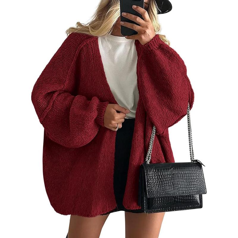 Long Lantern Sleeve Oversized Cardigan Sweater Soft Knitwear