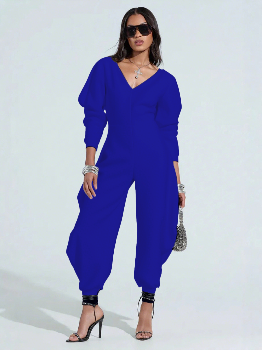 V-Neck Sexy Slim Long-Sleeved Comfy Cozy Sweatshirt Jumpsuit