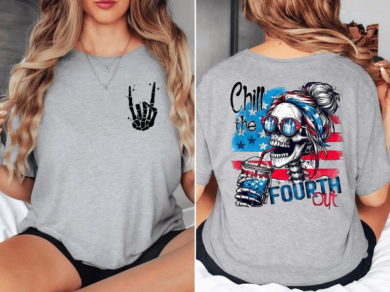 Chill The Fourth Out Shirt USA Funny Retro American Flag Shirt
