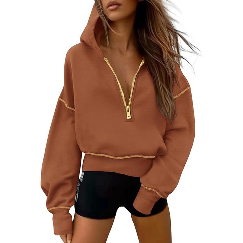 Women's Hooded Sweatshirts Long Sleeve Half Zip Pullover