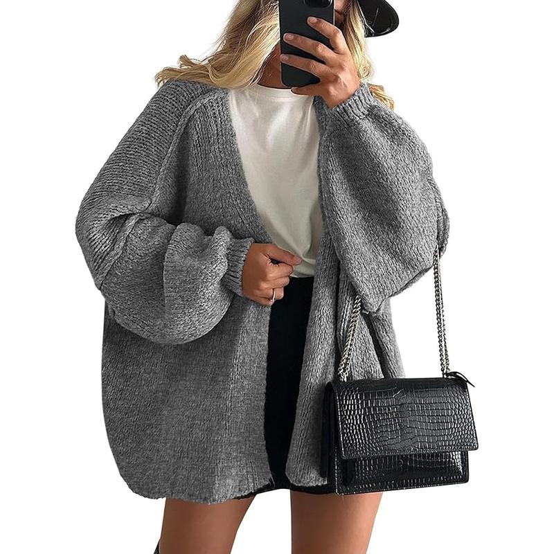 Long Lantern Sleeve Oversized Cardigan Sweater Soft Knitwear