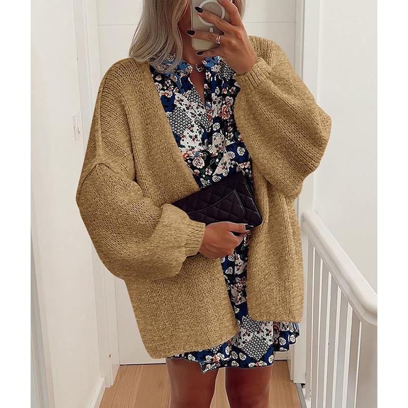Long Lantern Sleeve Oversized Cardigan Sweater Soft Knitwear