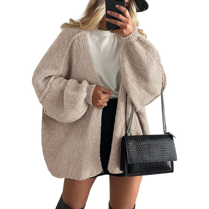 Long Lantern Sleeve Oversized Cardigan Sweater Soft Knitwear