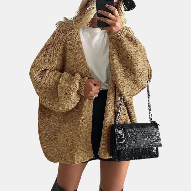 Long Lantern Sleeve Oversized Cardigan Sweater Soft Knitwear