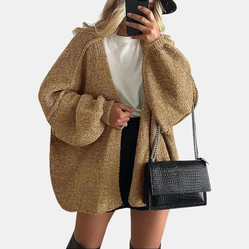 Long Lantern Sleeve Oversized Cardigan Sweater Soft Knitwear