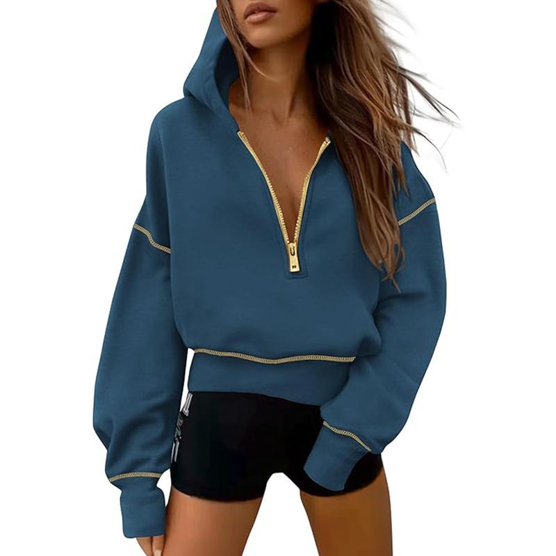 Women's Hooded Sweatshirts Long Sleeve Half Zip Pullover