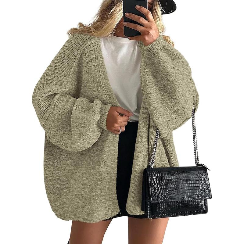 Long Lantern Sleeve Oversized Cardigan Sweater Soft Knitwear