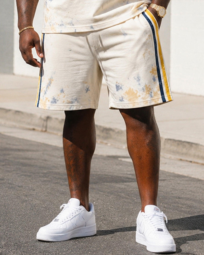 Big & Tall Men's Tie-Dye Route 66 Centennial Printed Crewneck Short Sleeve T-Shirt Shorts Set