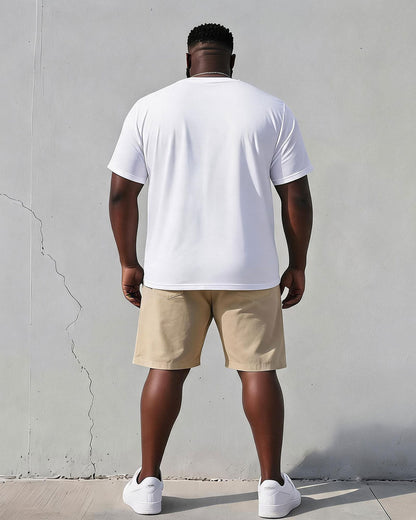 Big & Tall Men's Holiday Leisure Daily Simple Features Contrast Color Design Short Sleeve T-Shirt Shorts Set