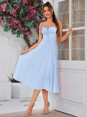 Elegant Square Neck Midi Dress