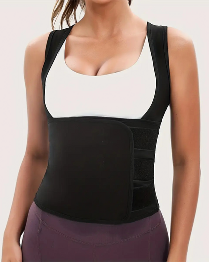 Women's Zip Up Sauna Shapewear Vest Built In Bra Tummy Control Gym Top