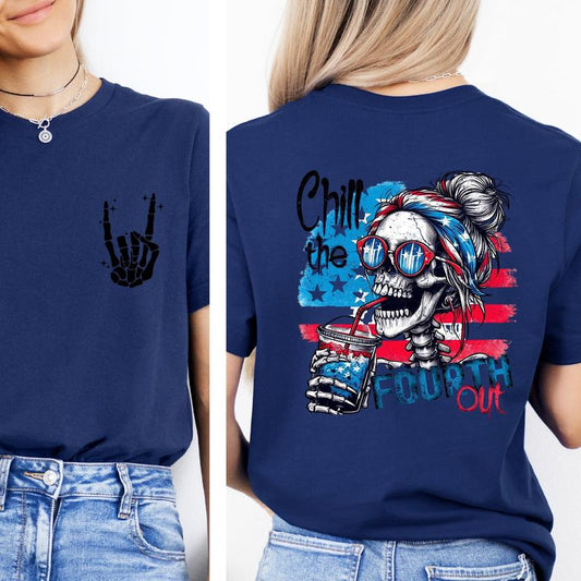 Chill The Fourth Out Shirt USA Funny Retro American Flag Shirt