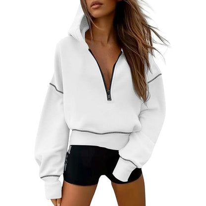 Women's Hooded Sweatshirts Long Sleeve Half Zip Pullover