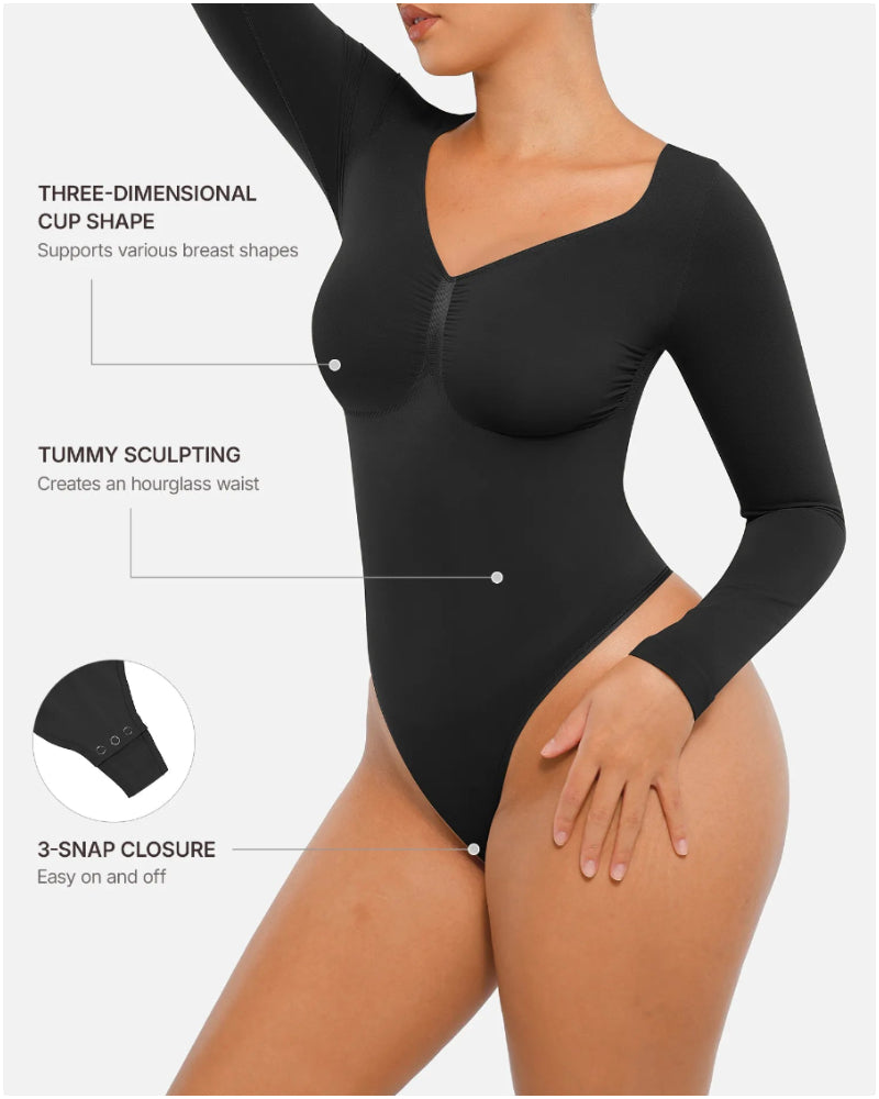 Women's Seamless Sculpt Long Sleeve Thong Comfortable Bodysuit