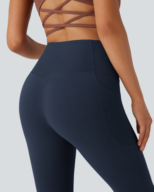 High Waisted Tummy Control Pocket Shaping Yoga Bootcut Leggings
