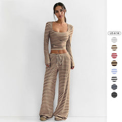 Women's Slouchy Stripe Cozy Two Piece Outfits