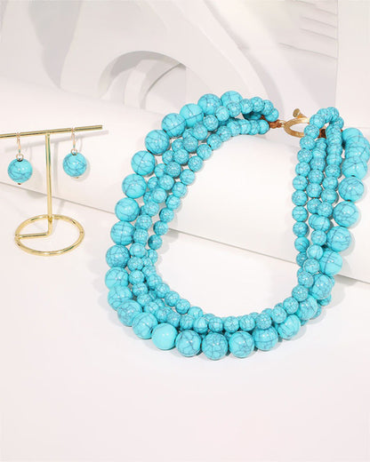 Vintage Bohemian Cracked Beads Layered Necklace