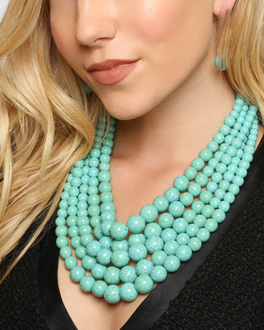 Vintage Bohemian Cracked Beads Layered Necklace