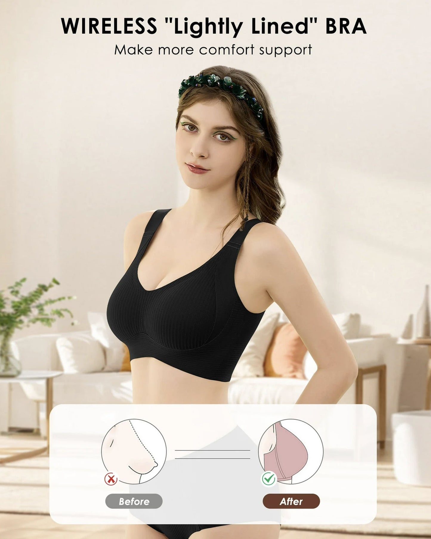 Comfort Full Coverage Wireless Lightly Lined Bra(2 Pack)
