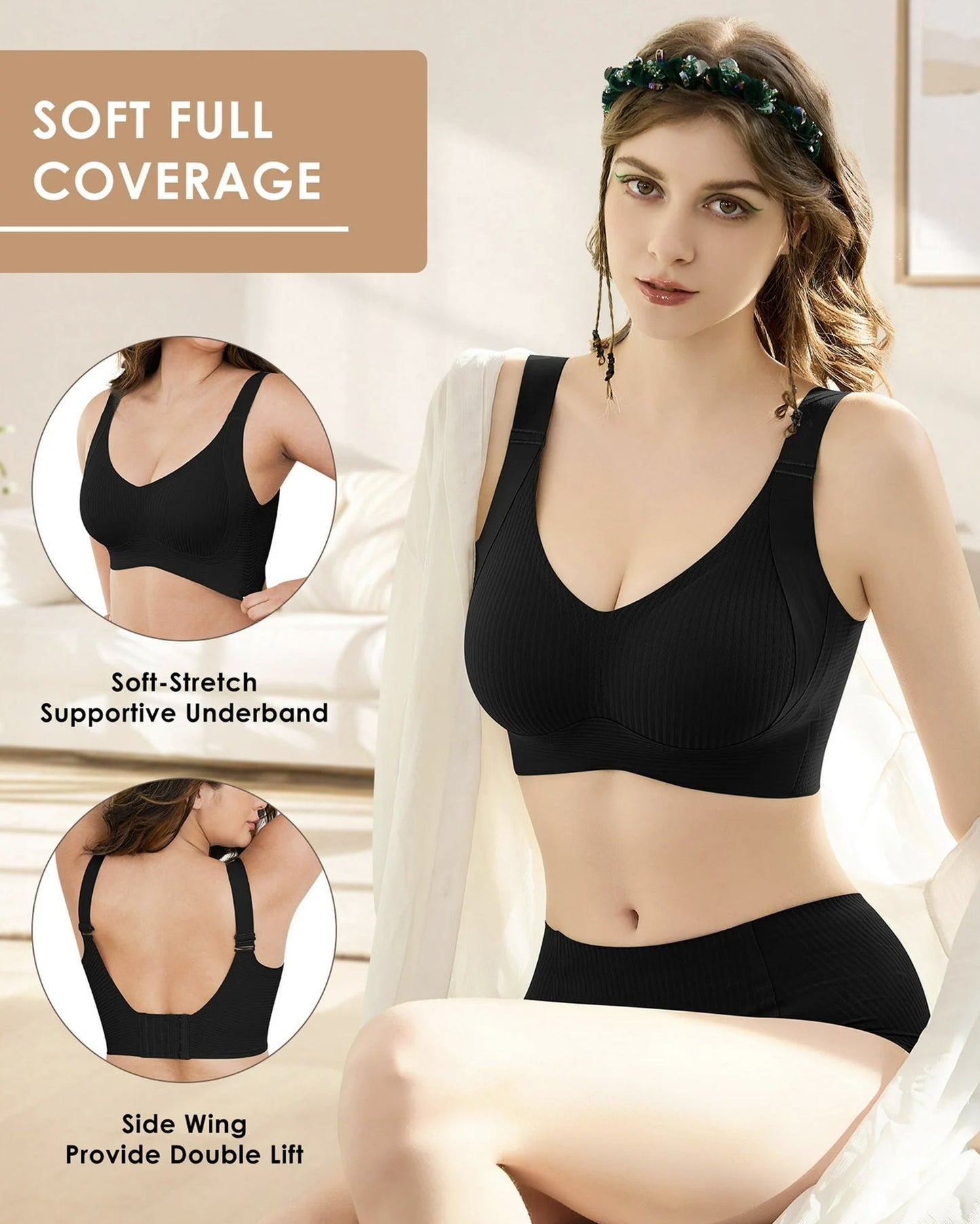 Comfort Full Coverage Wireless Lightly Lined Bra(2 Pack)