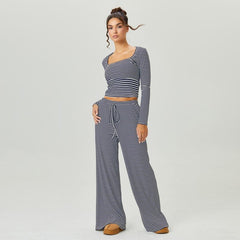 Women's Slouchy Stripe Cozy Two Piece Outfits