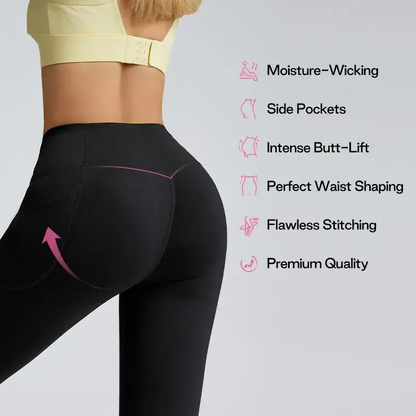 （2 Pack）High Waisted Butt Lifting Tummy Control Side Pocket Shaping Training Leggings