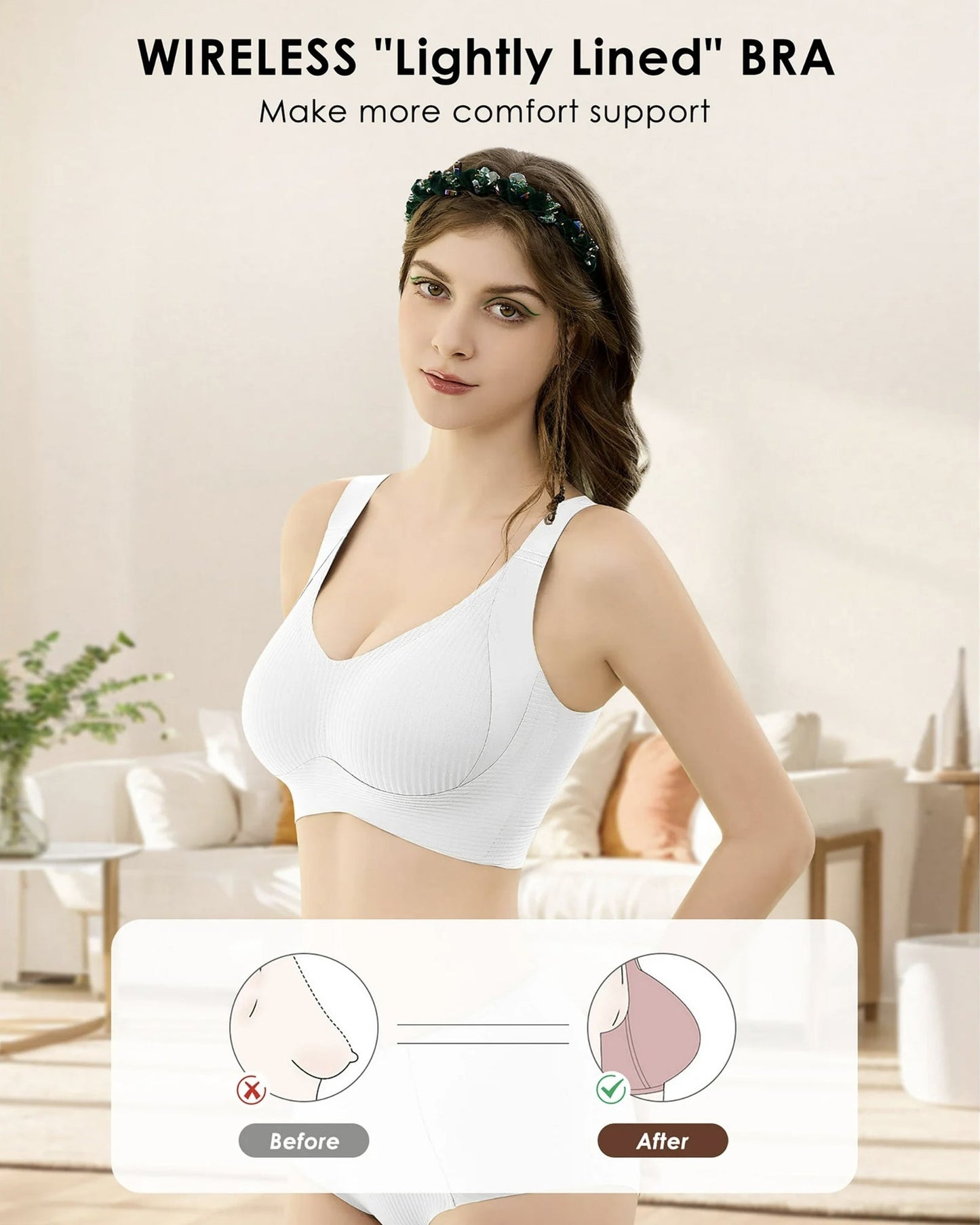 Comfort Full Coverage Wireless Lightly Lined Bra(2 Pack)