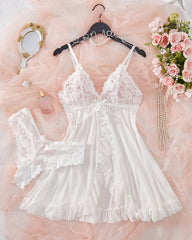 Sexy Lingerie V-Neck Lace Mesh Babydoll