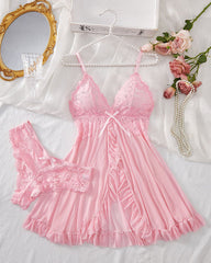 Sexy Lingerie V-Neck Lace Mesh Babydoll
