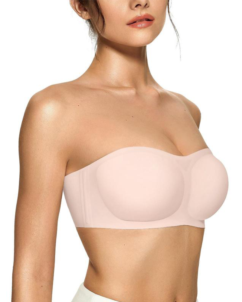 Strapless Bandeau Bra Non-Slip Wireless Padded Supportive Seamless Tube Bra