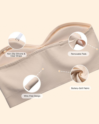 Strapless Bras for Women Non-Slip Silicone Padded Bandeau Bra