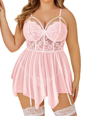 Plus Size Lingerie Mesh Lace Lingerie Top Babydoll Lingerie Exotic Nightgowns