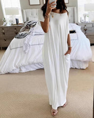 Women's Off-Shoulder Batwing Sleeve Lounge Dress