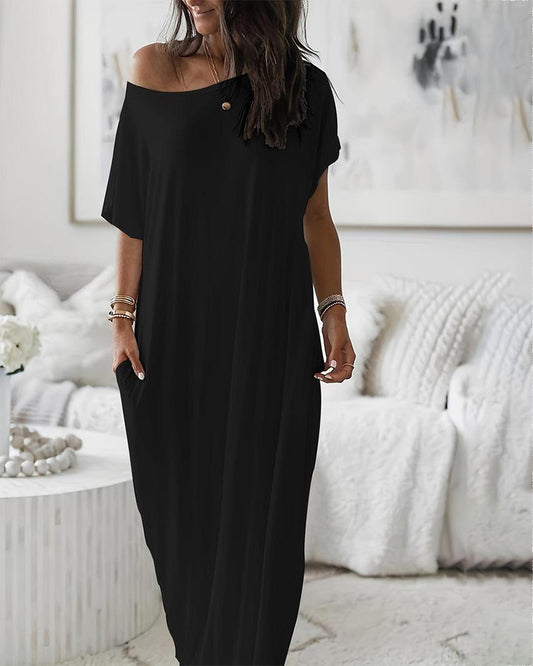 Women's Off-Shoulder Batwing Sleeve Lounge Dress