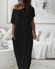 Women's Off-Shoulder Batwing Sleeve Lounge Dress